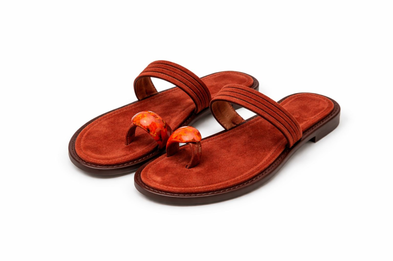 Rasteira De Dedo Adorno Em Pedra Camurça