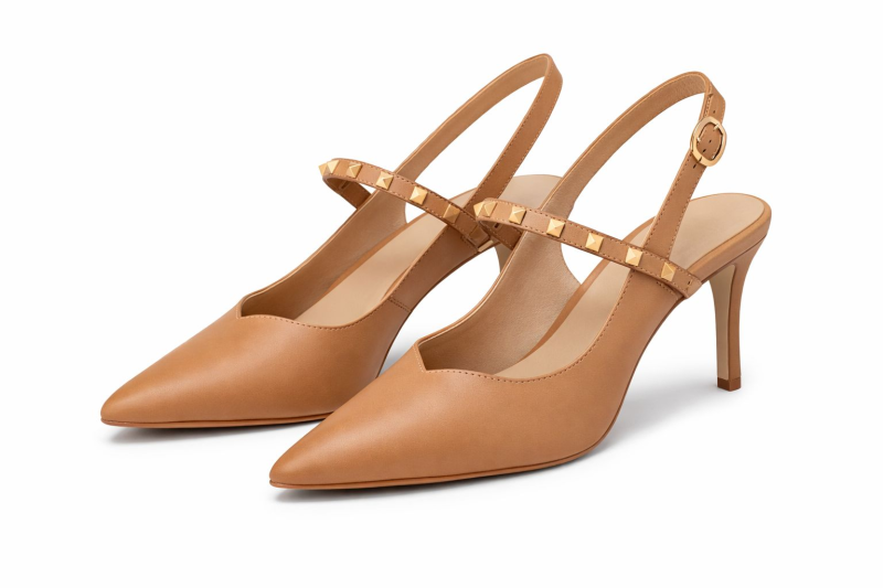 Scarpin Slim Bag Couro Nude Taxas Salto